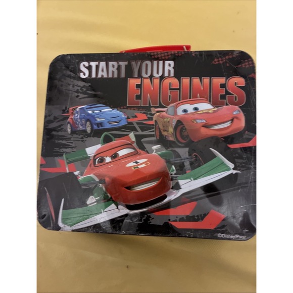 Disney Pixar CARS Start Your Engines Tin Metal Lunch Box MCQUEEN FRANCESCO RAOUL - Picture 6 of 10